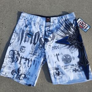 Original Tag/Deadstock Vintage Y2K Cyber Grunge Baggy MMA Elite‎ Shorts, L
